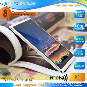 Wireless Charging Mtk6592 Octa Core 1920*1080 Pixels Android 5.5inch Smart Mobile Phone (K1)
